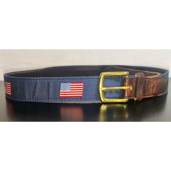 Vineyard Vines Patriot Flag Canvas and Leather Tipped Men's belt Size 36 - Picture 1 of 16